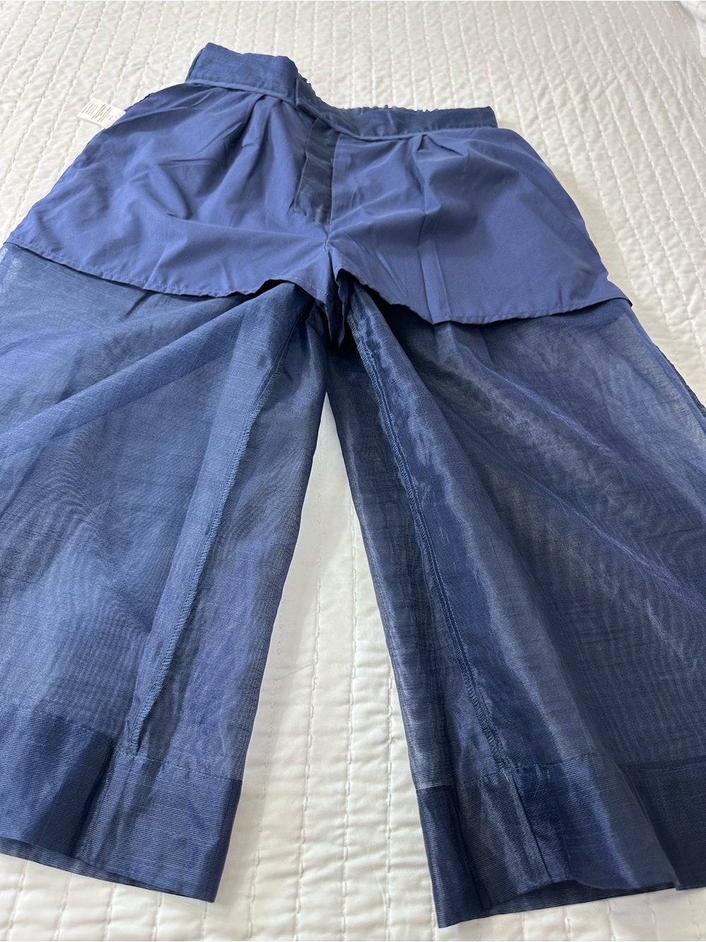 NWT Anthropologie Dolan Sheer Crop Culottes Wide Leg Organza Trousers Pants Navy - Picture 14 of 16